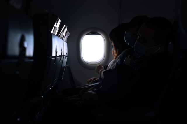 wearing face mask on the plane