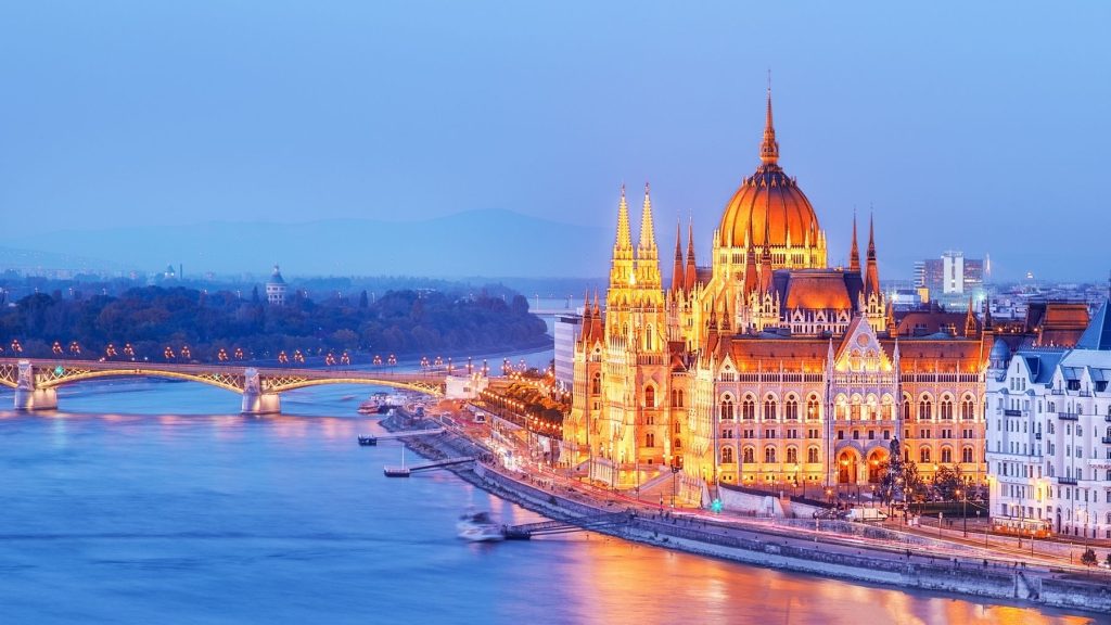 Night view of Budapest Hungary
