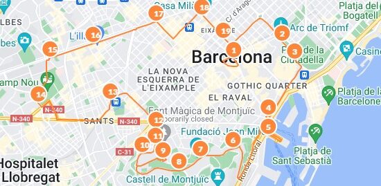 Barcelona City Tour Map